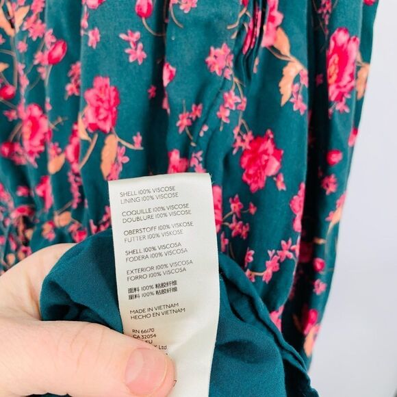 Free People Flower Fields Mini Dress Emerald Combo Green Drawstring | medium - Picture 8 of 11